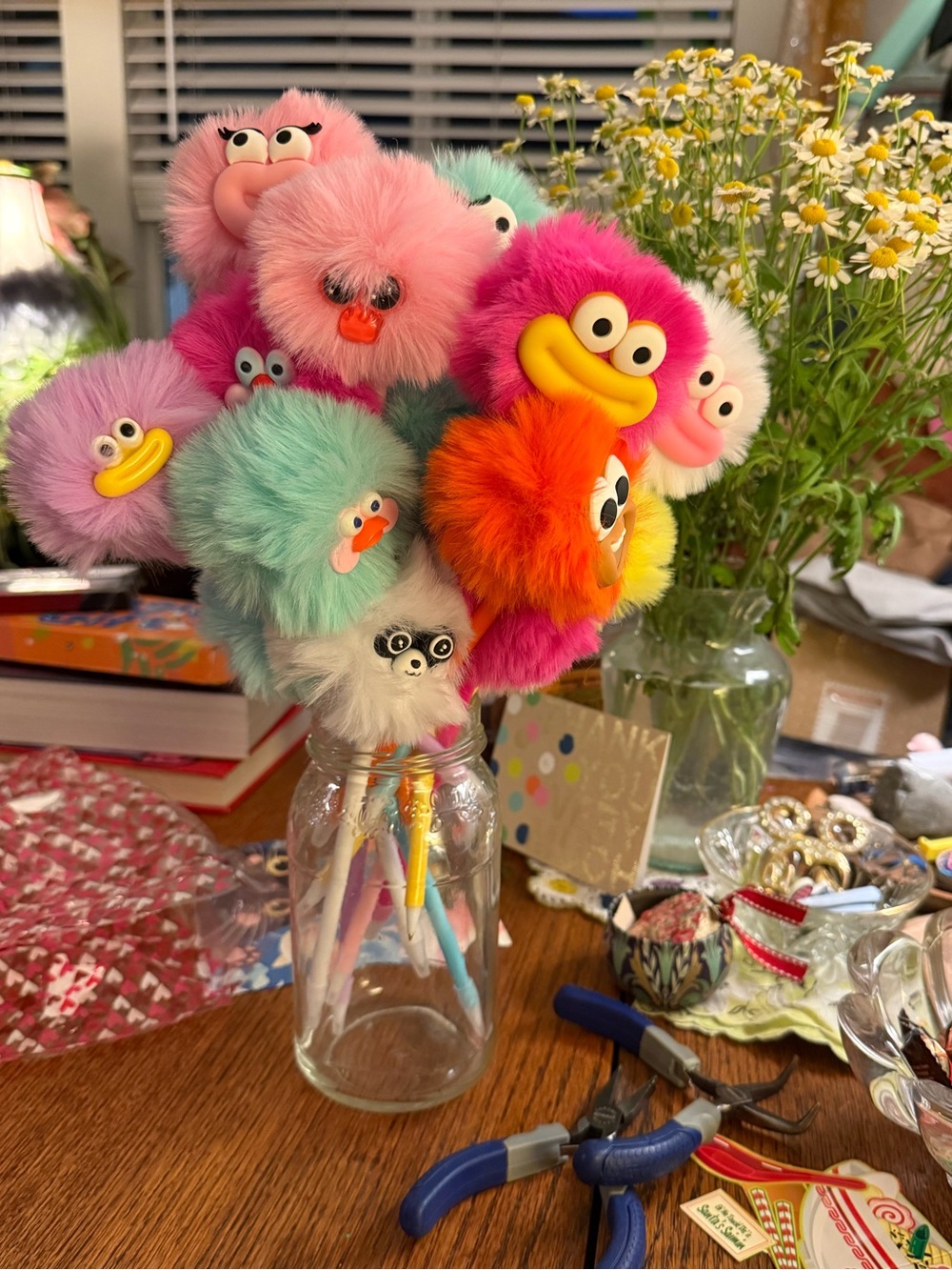 PUFF PUFFS Colorful Fuzzy Pom Face Pens - Assorted Pastel & Bright Colors